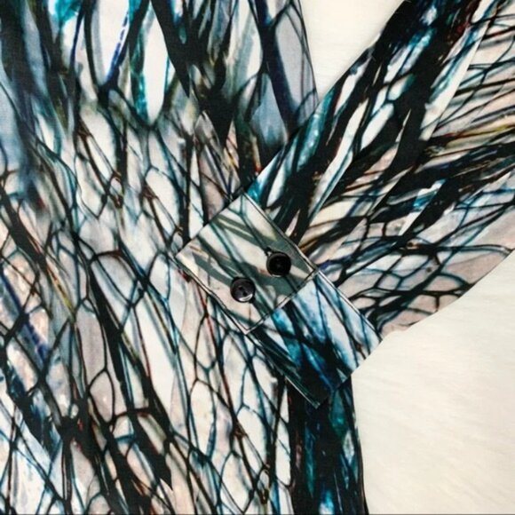 Anthropologie Charlie Jade Blouse Silk Pattern Open Back cut out long sleeve S - Picture 10 of 14